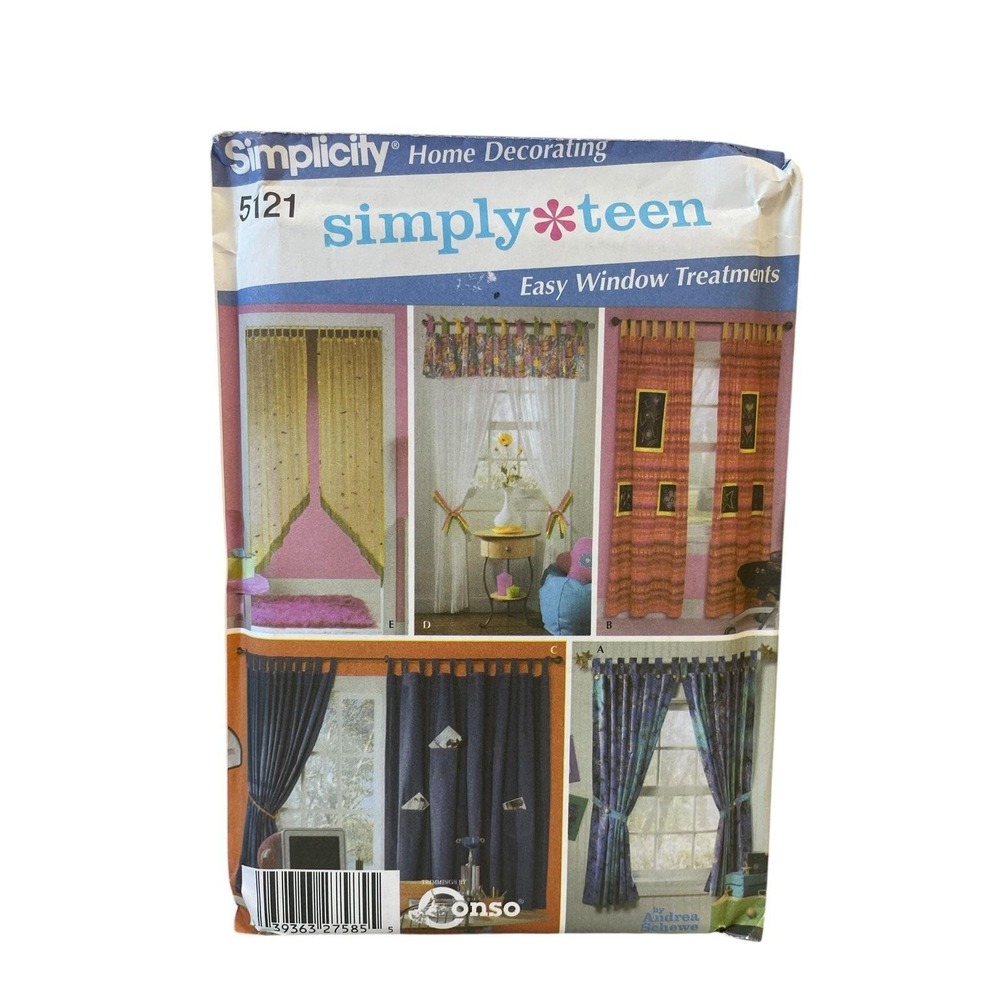 Simplicity 5121 Window Treatments Sewing Pattern OS Uncut FF Teen Home Decor 90s